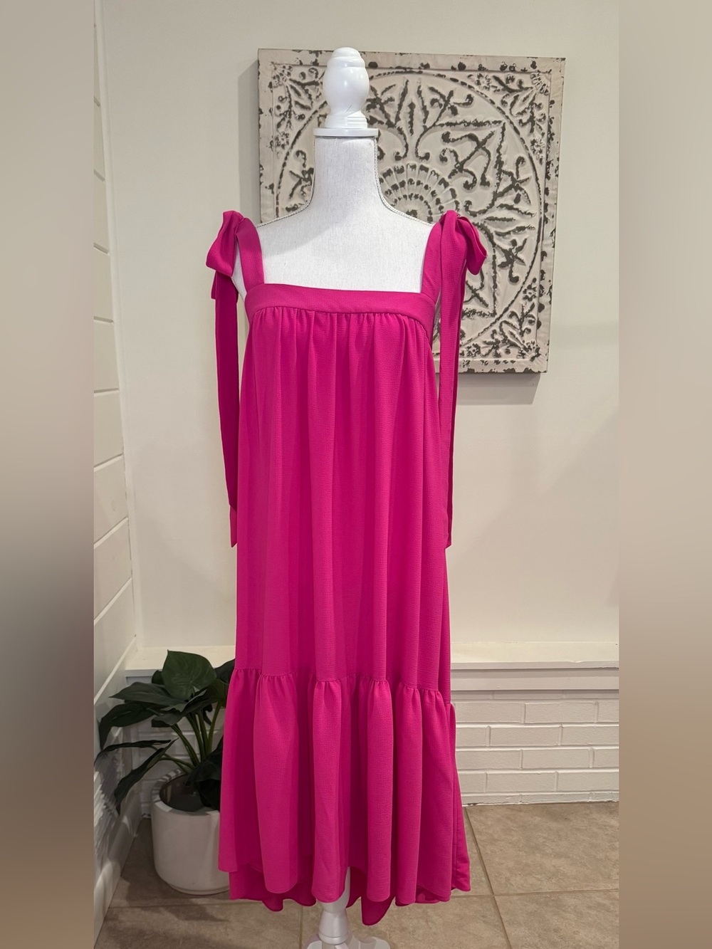 Melonie T Pink Tie Strap Midi Dress Size 8